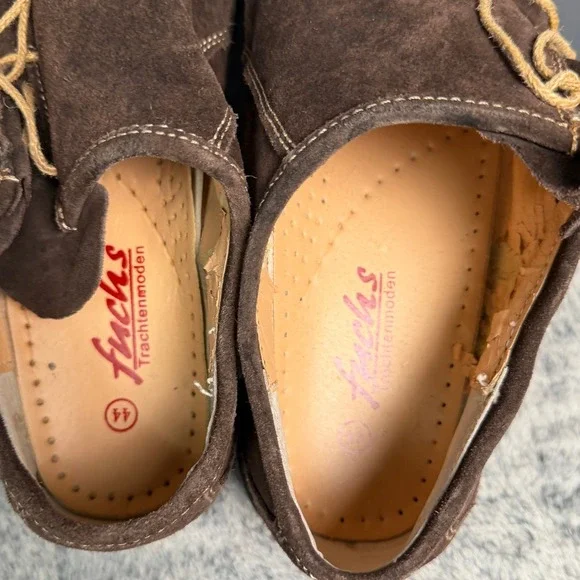 Fuchs Trachtenmoden Mens Brown Suede Haferlschuh Bavarian Alpine Shoes EU 44 - Picture 6 of 9